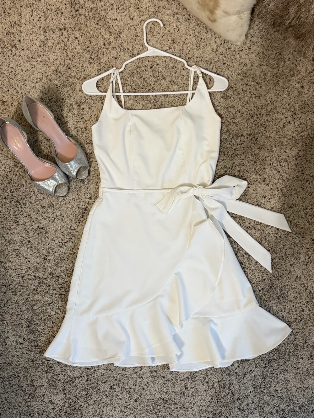 White Ruffled Wrap Dress - Picture 2 of 8